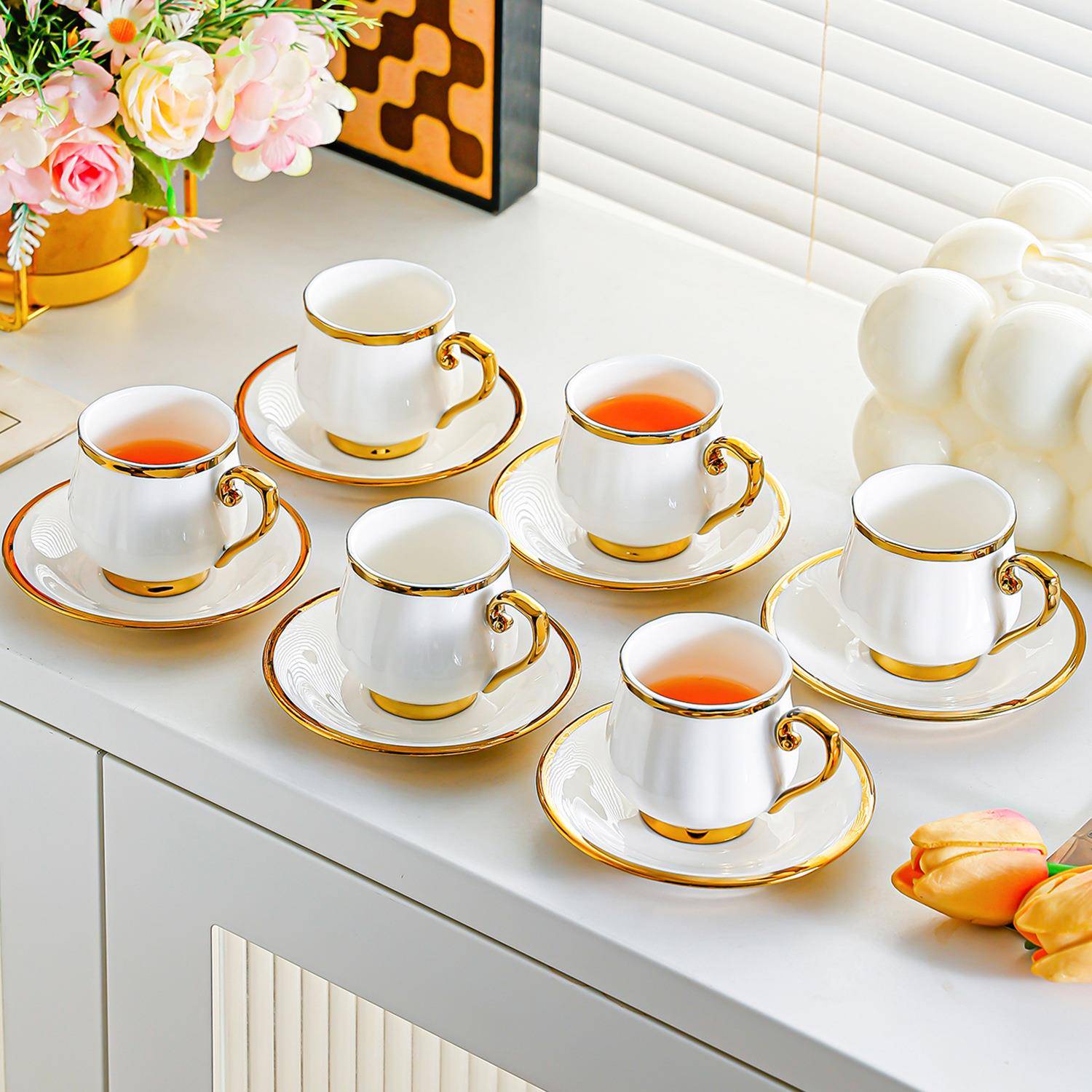 精瓷陶瓷杯茶杯致简约陶咖啡杯5001碟套装家用迷你小拿铁复古咖啡