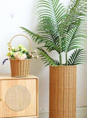 藤伞编防水架桶rGez2hsH意酒店客厅伞家居创雨伞收纳桶欧北欧风花