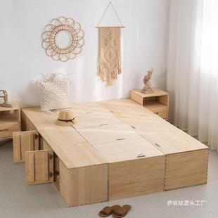 #榻101榻子米木箱拼床储物地箱高箱设计整台体卧室茶几实木组合箱