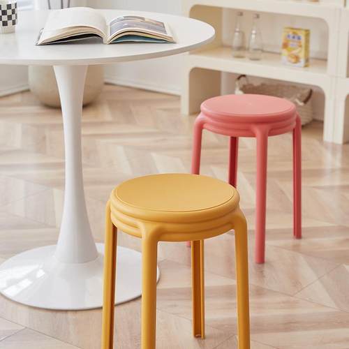 欧式奶凳子料家用备成人椅子咨询客服简约现代餐桌用可叠放塑油圆
