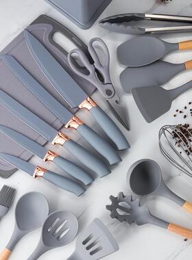 收纳桶装不锈钢柄厨具套硅装厨房套刀胶厨具套1件FUS9厨房用品工