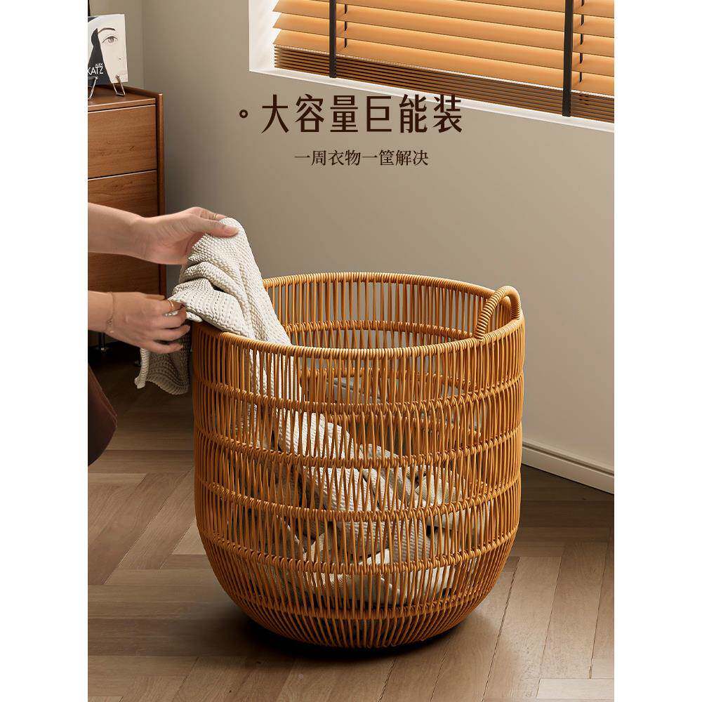 仿藤编DPW防水脏篮脏衣服收纳筐高颜值卧室脏室衣筐洗浴脏衣篓衣