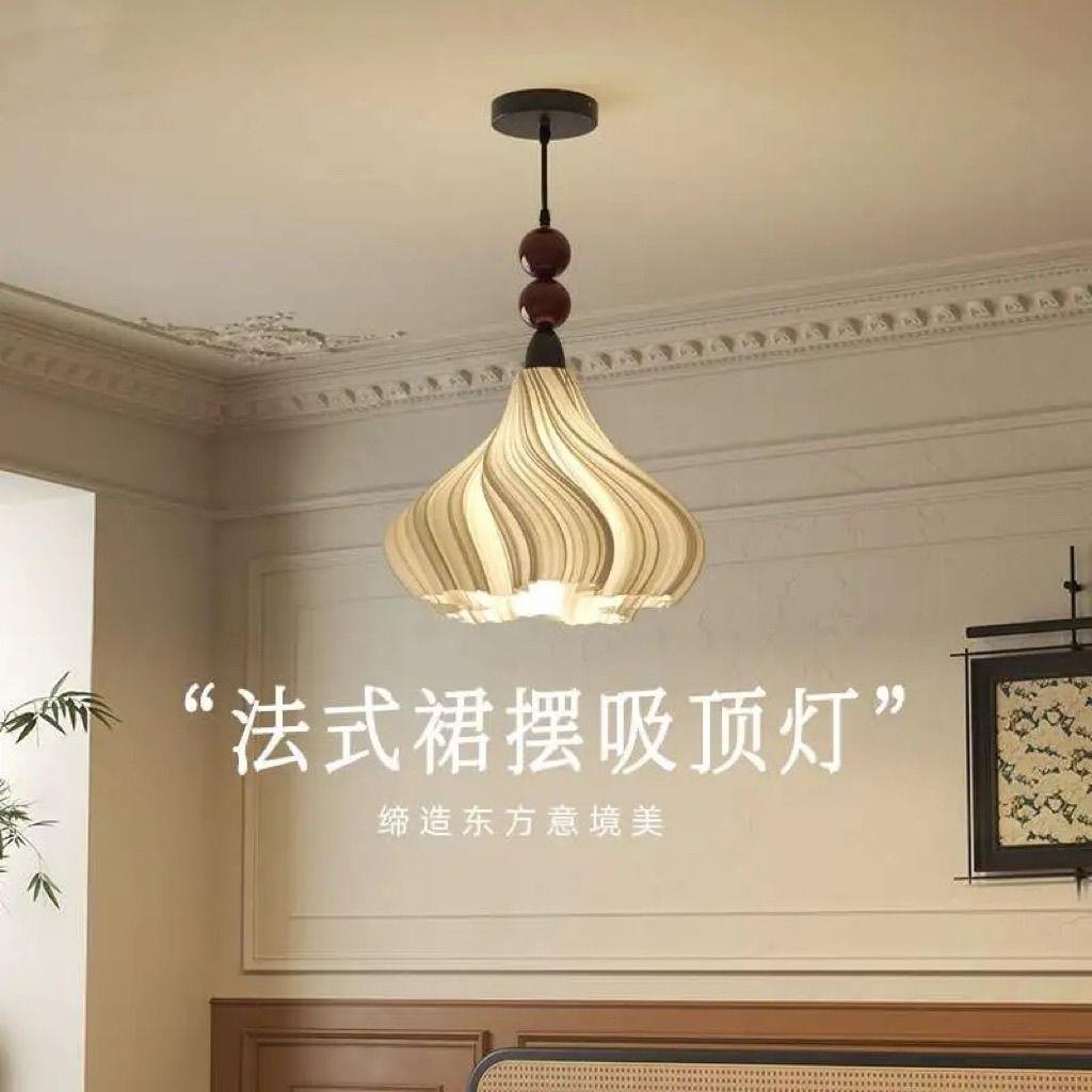 法古风泡芙裙式摆卧室吊吸顶灯温馨浪漫复古氛围感中房978间主灯