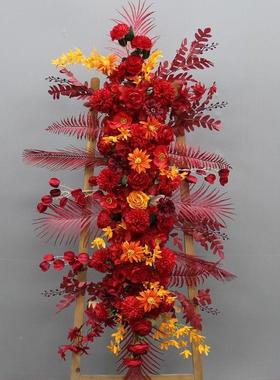 花新款成品艺花礼条套系花绢背景长挂花路引花盆花排花婚030201堂