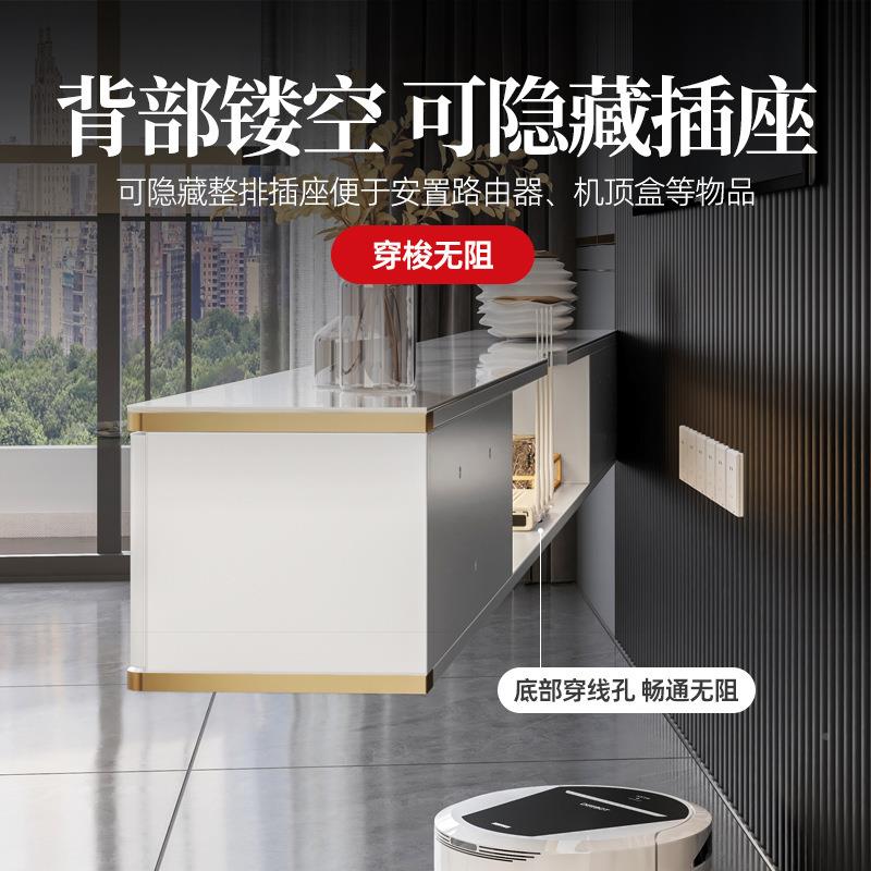 电视柜壁挂收茶式轻D039奢悬空客挂墙窄款厅小户型几组合实木柜纳