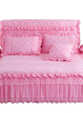 夹ZG-54016棉裙加床滑厚床床罩床盖单件韩版公主套防床裙加棉