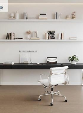 现极简实木桌原木色书房带抽屉家用办公桌书电代脑桌阳台意BEH式