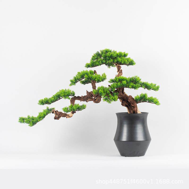 仿真迎客公松盆景摆中式