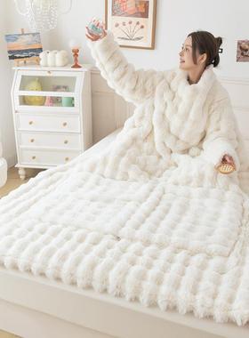 冬天办公室可穿抱懒人被带子袖子YVZ穿在身枕上被车载两的用午睡