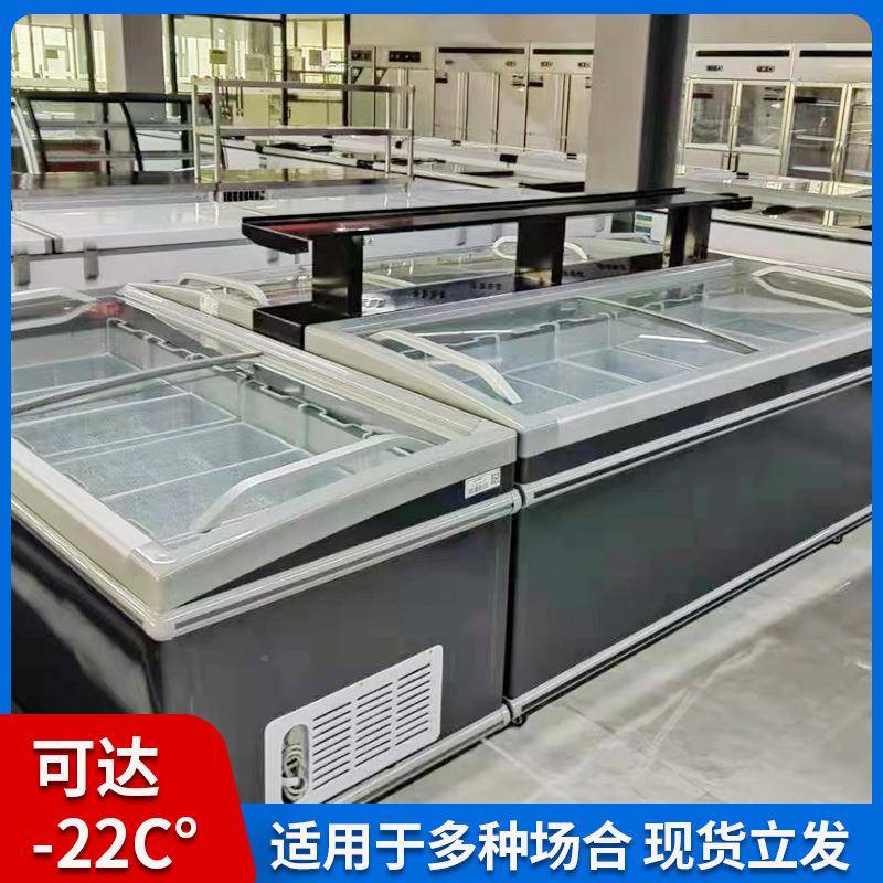 仟曦组612合岛柜商用大量铜卧式冷管冷冻展示冰柜玻璃门速容冻柜
