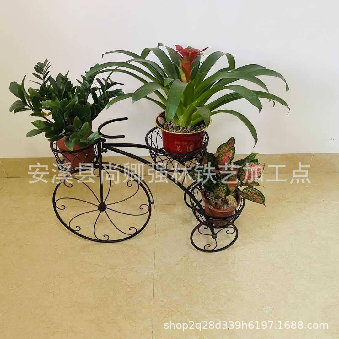 厂家直销新款艺铁自行车花架田园风景花架阳台LEZ花艺盆铁架