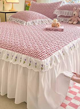 韩式公夏主风件水洗棉花四套床JSHC-202裙款春季边被套床单三件套