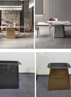 不理锈钢腿高端轻奢大桶石00598岩板奢石餐桌脚支架家桌用方桌餐