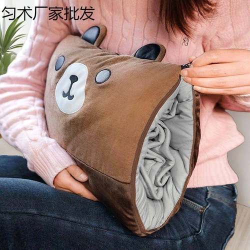 卡通抱枕被室子两匀术厂家办公午用二睡枕头毯子合一汽车车载折叠