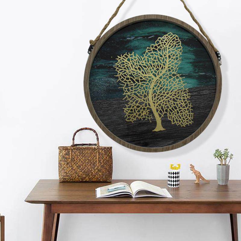 现代简约画厅餐边柜装画饰烫金画芯珊瑚海餐洋题KBR材挂挂画挂饰