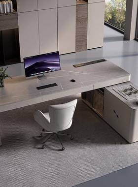 岩板办桌茶桌一公体两奢用电脑桌书房高端老板ZG-71480现角代简约