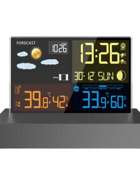 品新象透明玻璃天气预zx3396C钟数显彩屏电子闹钟RF无线报多功能