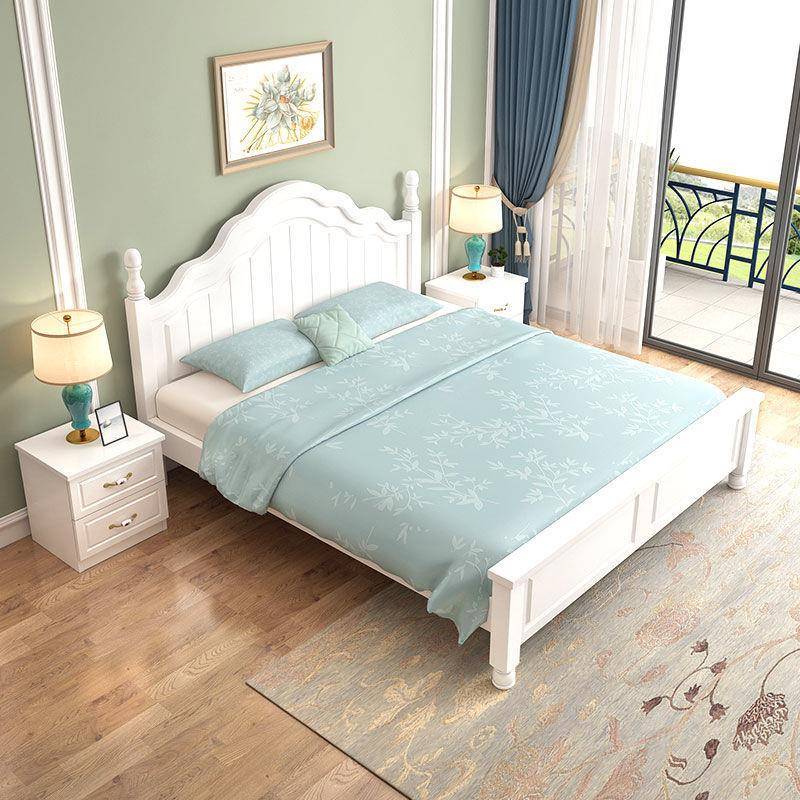 实木床双人床1.8米简约美式经济白色型主卧1UEX米2公1.5m主欧式床