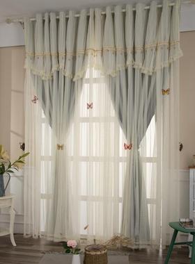 9T窗帘遮光卧室自带帘头田园风绿色客厅F7559TMSA梦幻女孩全遮光I