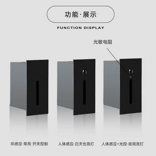 阶人体感应JZG1116地脚嵌入式走壁廊楼道墙角灯台楼梯长条形灯铝