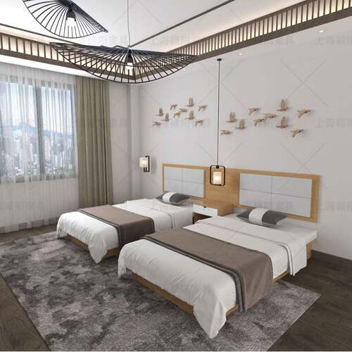 酒店床家标具全人套宾间馆家具旅店床箱GY0828公寓家具民宿出租房