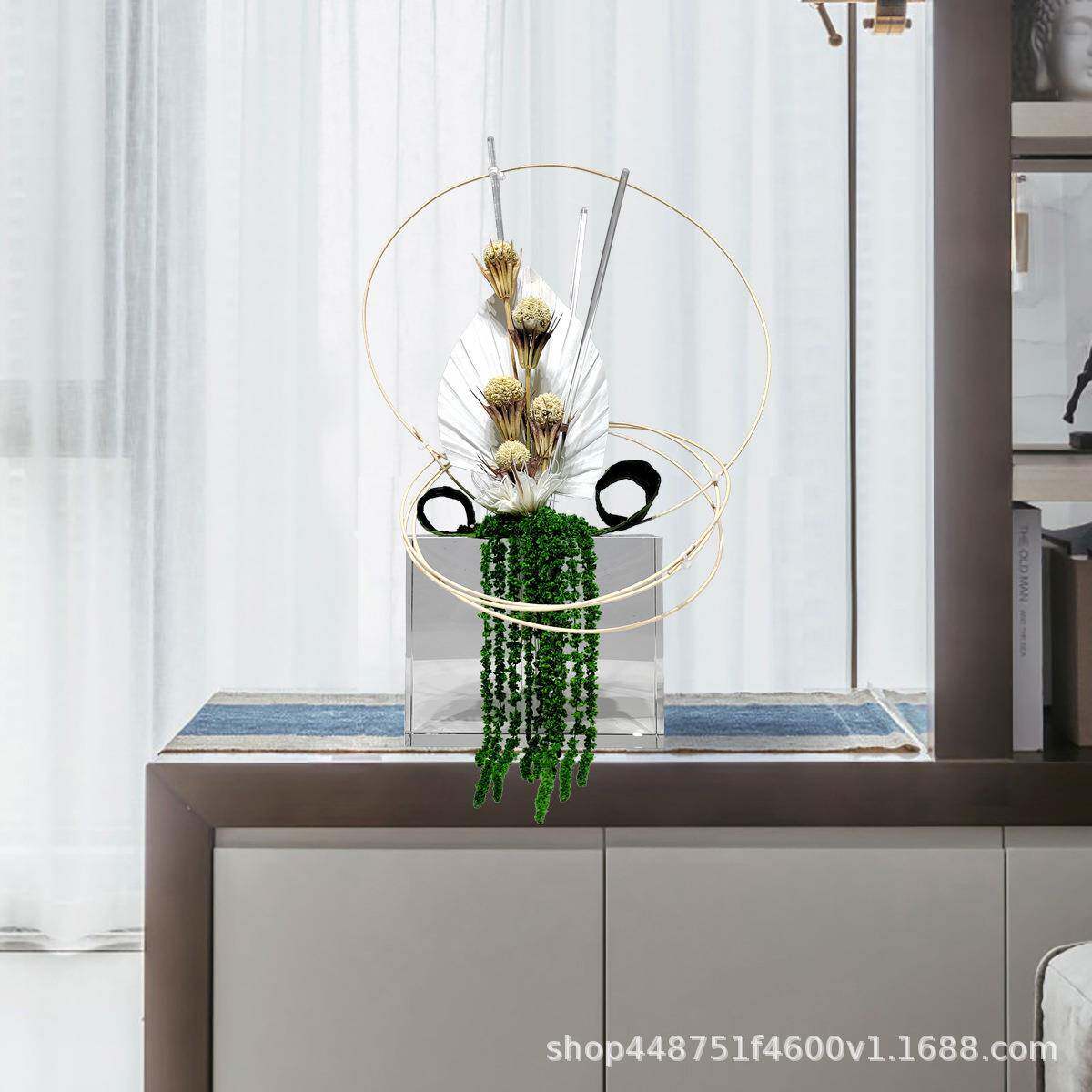 轻花艺仿真花几何客厅酒餐桌装店样板房916装饰道具现代软摆奢设