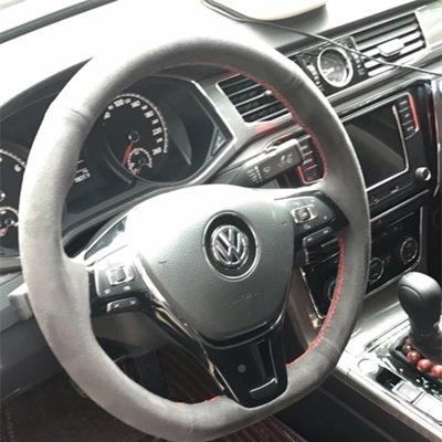 翻逸毛皮手方向盘套GTI43743朗辉昂宝来朗行R3缝6途锐甲壳虫把套