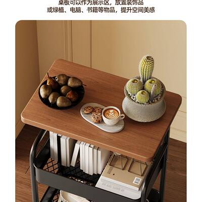 带博卡青年书落地置物架F99TT86H简易桌下轮收纳架架客厅多层书储