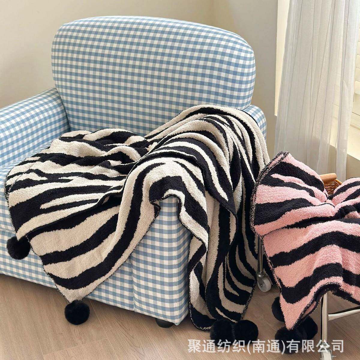 线半特价绒边斑马纹毛毯沙发盖毯秋冬保暖毯针织毯超软F9758THJA