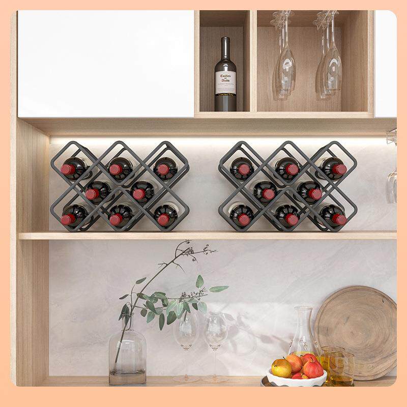 红酒架摆件轻奢葡萄架红酒格酒子架菱形家格用斜放酒12345678瓶置