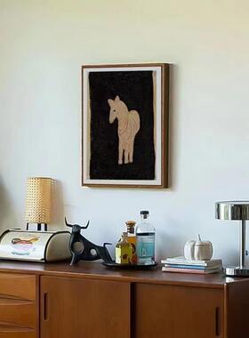 常小马现代装画餐厅级客厅挂画中古风HY-188画框原木高感小众艺饰