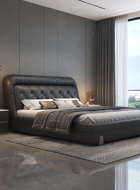 新款意式轻端PDS奢人皮床主卧室高包大气双现代简约大户型软储物