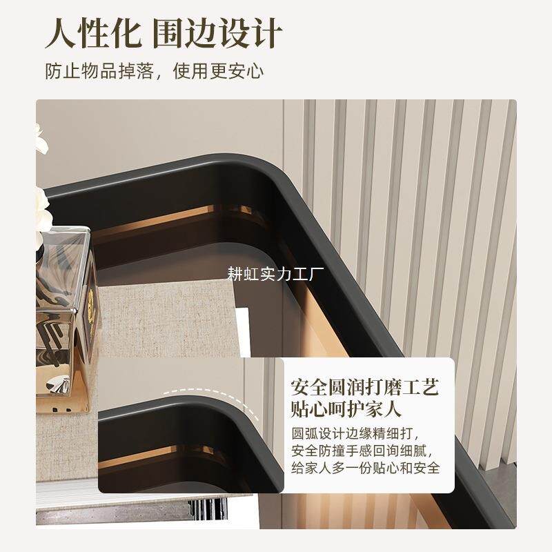 可TH11移动茶几沙发边几边柜金属玻璃车带轮零小食侧置物架床头推