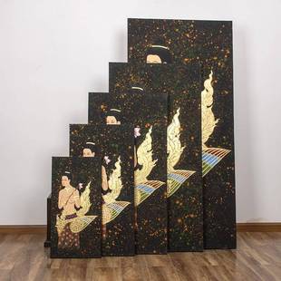 东南亚代客厅装画现简约金箔人物手绘女捧花人体艺术美玄饰EMI关