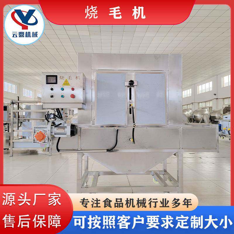 现货全自动猪蹄烧毛机带皮五花羊蹄牛蹄连续燎毛机网带式烧椒机