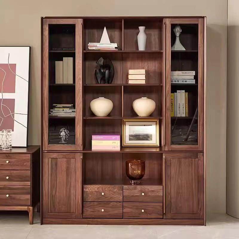 日式实木樱桃木书柜玻璃门北欧黑胡桃书架家用落地组合收纳书橱柜,纺织面料/辅料/配套,纺织机械配件,淘宝优惠券,粉丝福利购,淘宝优惠卷
