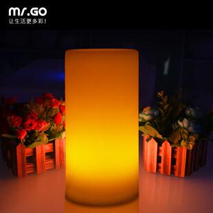 酷擎LED圆柱灯七彩酒吧引路装饰灯户外防水遥控大号发光圆柱体