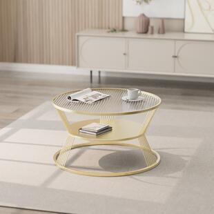 北约欧轻奢户型小家用茶几圆形钢化玻茶zk-玻璃几现代简网红茶璃