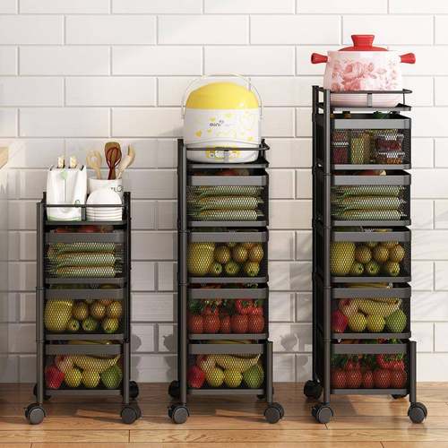 厨物房旋转置多功能落地果蔬篮多层家架用纳架收带轮可移20230912