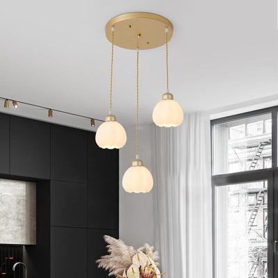 欧餐厅灯简YS2462约代网红花朵罩玻璃三头时尚温馨店现铺吧餐桌台