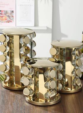 锈不铁方圆形形旋转调料架房调味料收VRE纳架调味瓶置物厨架厂家