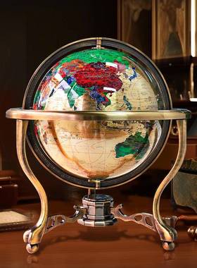 2024新铜地件球摆办39135公室书房仪客厅工艺摆件招财乔迁款开业