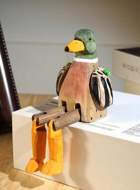 大长腿KLD76323鸭子手面工木刻雕小摆件木质雕趣味搞公怪办室桌装