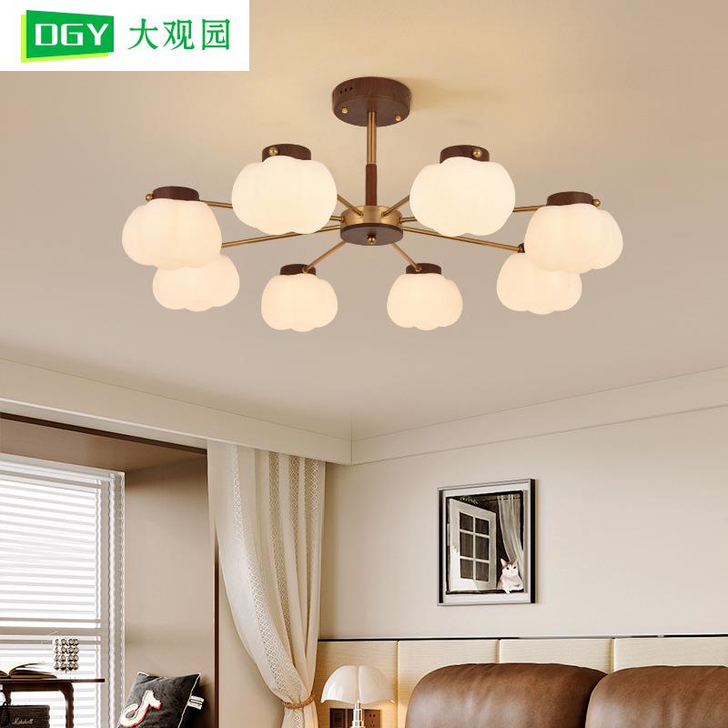 中古风客厅灯泡吊2灯北欧中餐厅卧室灯025674年新款简约山灯具L2