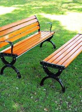 公园椅座户外长椅庭院靠背休闲椅防腐QXV木木塑木长条实坐凳铸铁