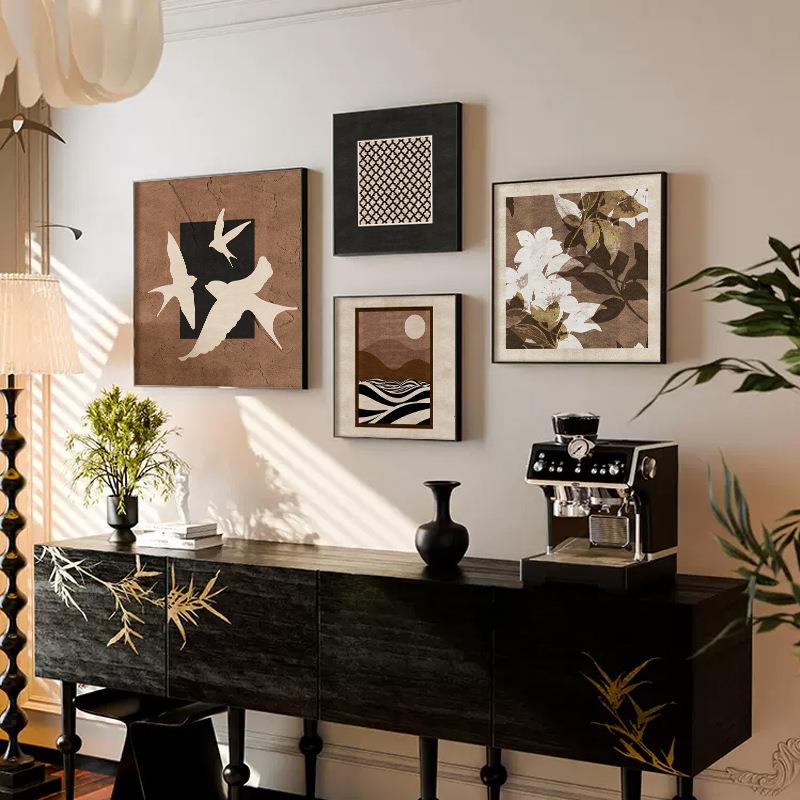 中古SQ1051风客厅装古饰画法复组合餐厅挂画高级抽象式沙发背感景