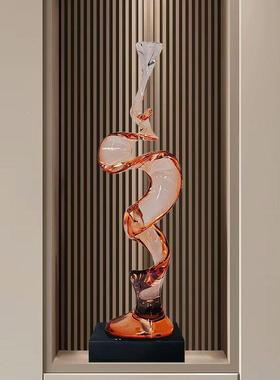 抽象关摆件客玄所厅电视柜桌抽象雕塑面透雕明树脂塑酒店会样板房