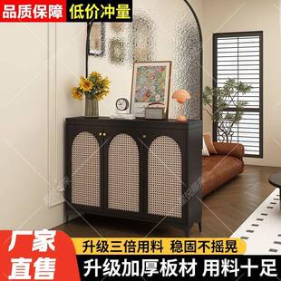 玄关柜鞋 复艺屏风藤269古编隔 柜一体中古对风玻璃铁入户正门法式