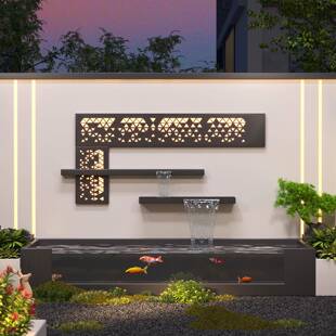 户外庭院外不锈NPP钢流水景墙户花园鱼池造景布置屏水幕墙风成组