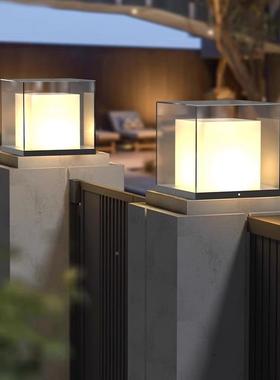 户外别墅门柱灯大门柱子头38263围墙灯室外门防水简约院太阳能柱